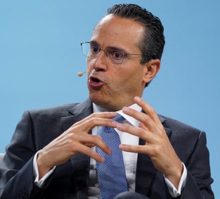 The Shell CEO, Wael Sawan, speaks at an energy conference in Houston, Texas