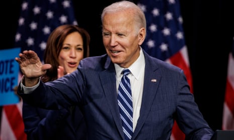 Joe Biden celebrates the Democrats’ unexpectedly good results in the midterms at an event in Washington DC, 10 November 2022.