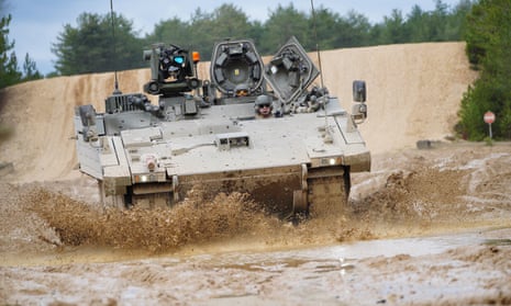 An Ajax Ares armoured fighting vehicle