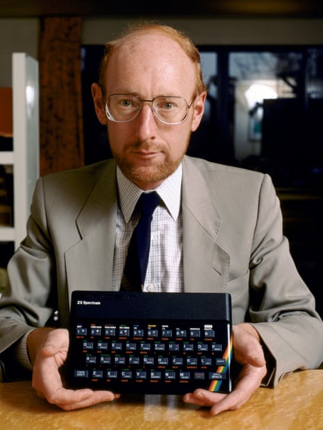 As much Brian Eno as Bill Gates … British entrepreneur and inventor Clive Sinclair holding his newly developed ZX Spectrum home computer in 1982.
