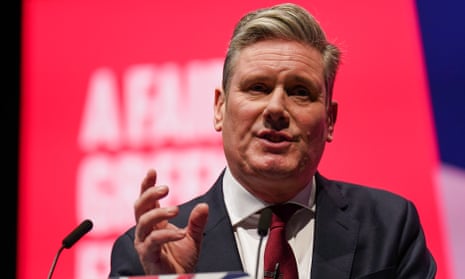 Keir Starmer delivering his speech to the Labour party conference in Liverpool this week.