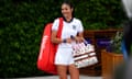 Emma Raducanu wearing an England football strip for practice at Wimbledon
