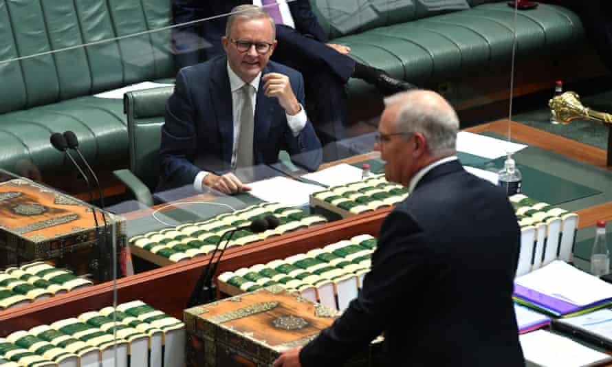 Anthony Albanese and Scott Morrison during question time this week
