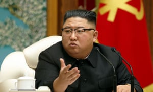 Kim Jong Un speaks in Pyongyang on Monday, his first public appearance in 27 days.