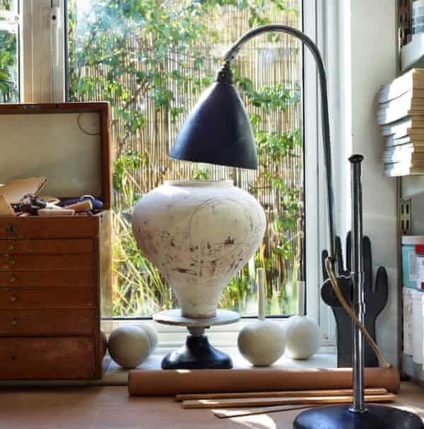Becky's pottery studio in the guest bedroom