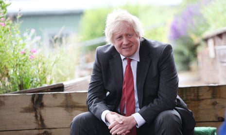 Boris Johnson on a visit to Bovingdon primary school on June 19, 2020; he is said to have attended a birthday gathering in Downing Street the same day.