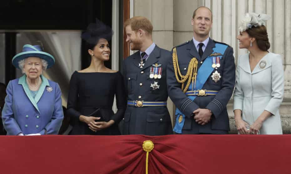 The Queen with the Duke and Duchess of Sussex and Duke and Duchess of Cambridge at Buckingham Palace, London, July 2018