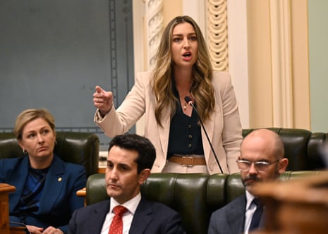 Queensland’s minister fo youth justice, Laura Gerber (centre), in 2025.