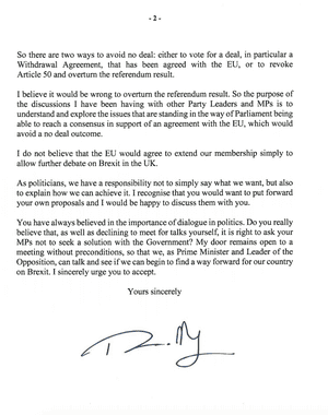 May’s letter to Corbyn - page 2