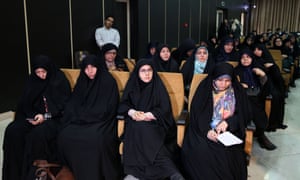 Supporters of conservative candidates at a meeting in Tehran