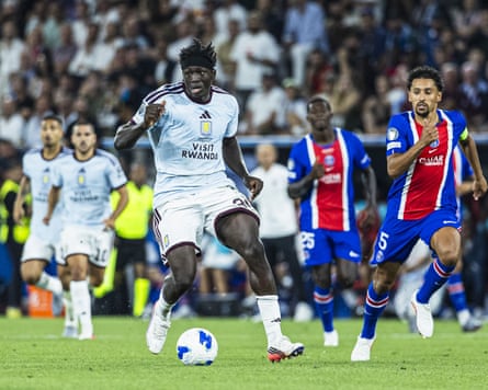 Brian Madjo on the ball for Aston Villa against Paris Saint-German in this month’s Super Cup
