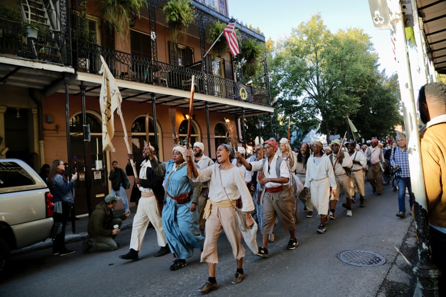 The marchers chanted ‘Freedom or death!’ on the 26-mile march, which spanned old plantation land, suburban sprawl and New Orleans’ historic French Quarter.