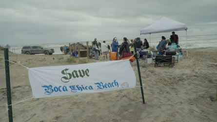 A protest on Boca Chica beach, organised on the same day as the Starbase City vote