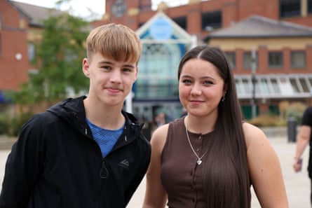 Teenagers Ewan Challender and Demi Sowerby pictured in Grimsby.
