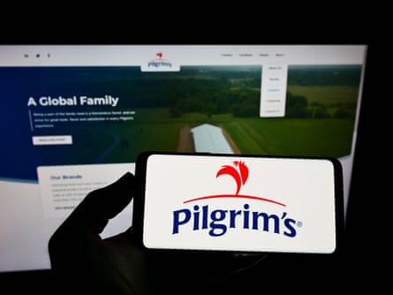 A smartphone with logo of meat company Pilgrim’s Pride