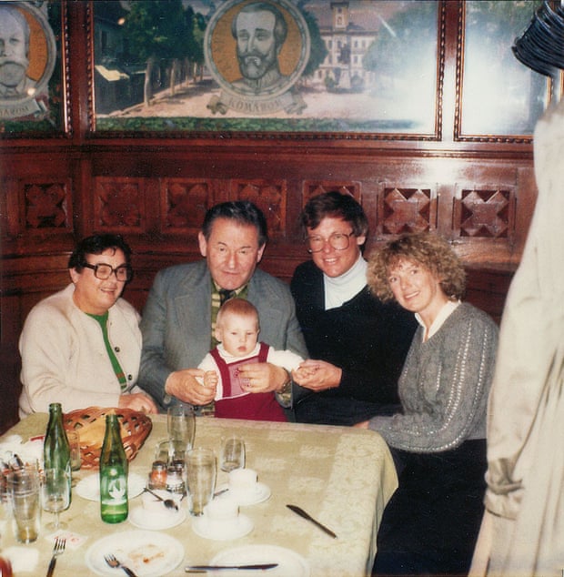 ‘The bravest person’ … Cecilia, left, with husband Ivan, stepson George Kovach, his wife and child, in Budapest in 1984.