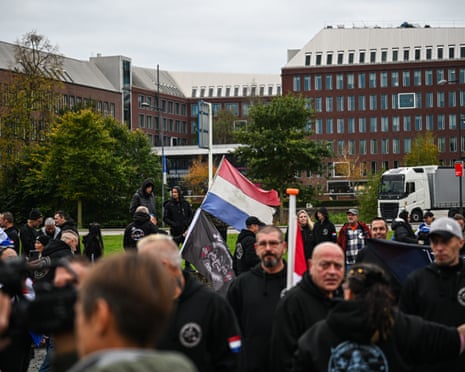 People take part in an anti-immigration demonstration amid nationwide voting at the Dutch parliamentary elections, in Den Bosch, the Netherlands.