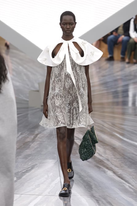 A model in a lace dress