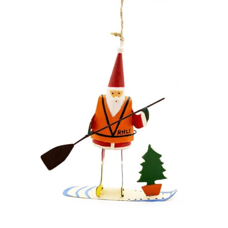 RNLI Paddleboarding Santa Decoration