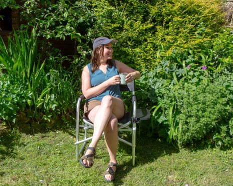 Sian Lewis testing a camping chair