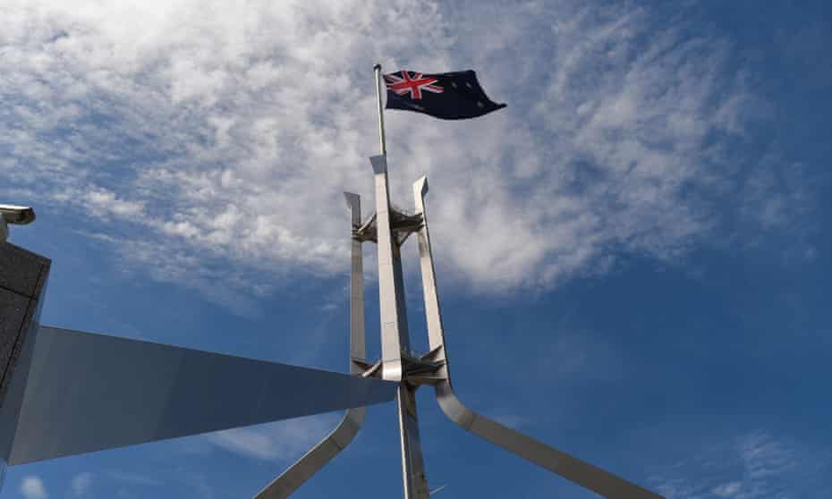 Flag at Parliament House in Canberra