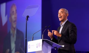 Barack Obama gives a speech during the UN Climate Change Conference (COP26), in Glasgow