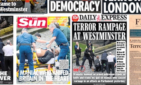 The national newspapers' front pages the day after the Westminster attack.