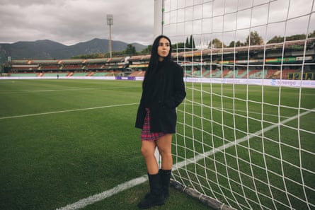 Claudia Rizzo on the pitch at the Claudia Rizzo, the Ternana president, in the stands at the Liberati Stadium