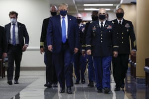 Donald Trump Wears Mask In Public For First Time As It Happened Us News The Guardian