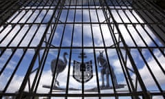 The Australian coat of arms at the entrance of the high court in Canberra