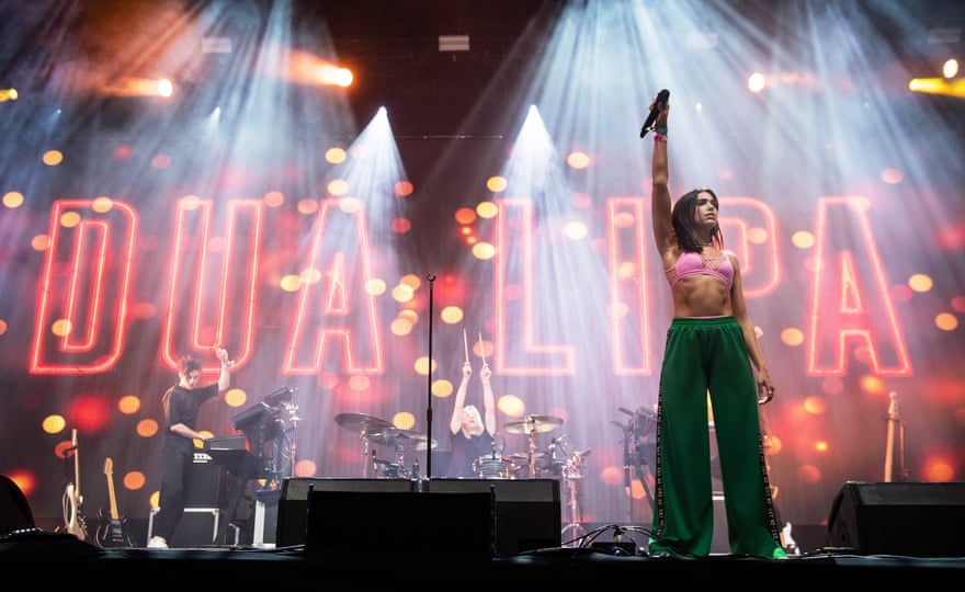 Dua Lipa performs on the John Peel stage at Glastonbury 2017.
