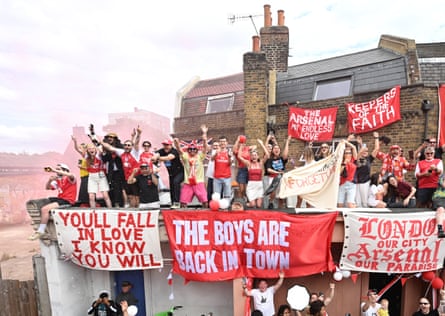 Arsenal fans in London celebrating the Premier League title win