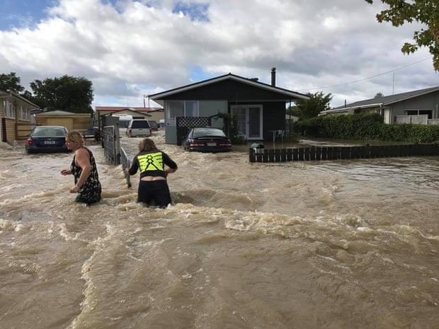 A flooded street in Edgecumbe on Thursday 6 April after ex-cyclone Debbie swept through.