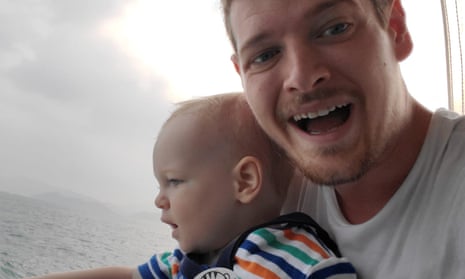 Nicholas Binge with his son, Oskar, on the unreliable Lamma ferry.