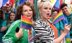 Stars Of "Absolutely Fabulous: The Movie" Attend Pride<br>LONDON, ENGLAND - JUNE 25: Jennifer Saunders as Eddie and Joanna Lumley as Patsy, the stars of "Absolutely Fabulous: The Movie" attend Pride on June 25, 2016 in London, England. (Photo by Anthony Harvey/Getty Images)