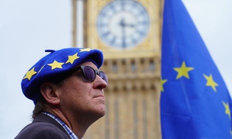 A man at a pro-EU membership march in London.