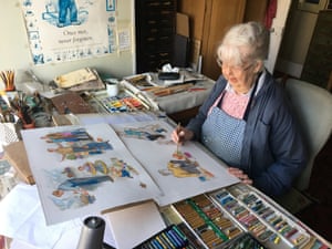 Shirley Hughes working on the illustrations for Dogger’s Christmas in October 2019.