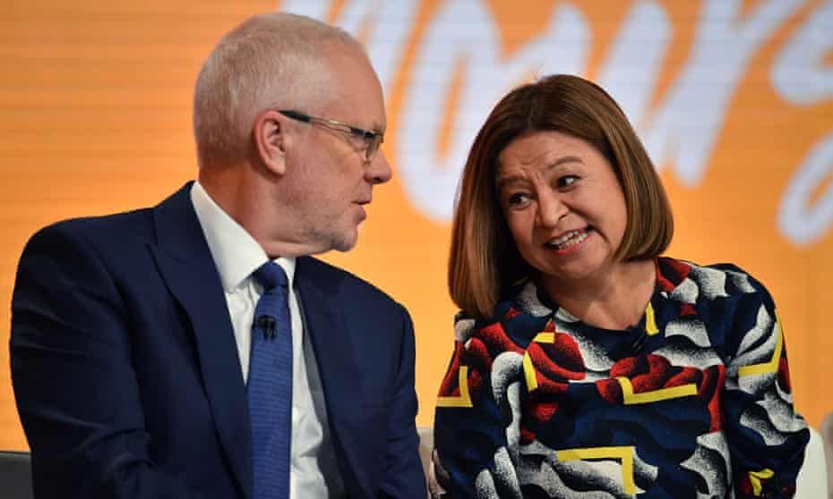 Justin Milne and Michelle Guthrie at the ABC annual public meeting in February