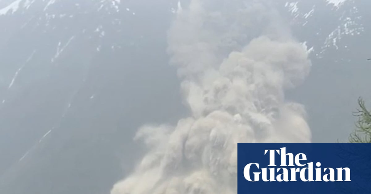 Glacier collapses, burying evacuated Swiss village in mud and rocks – video | Switzerland