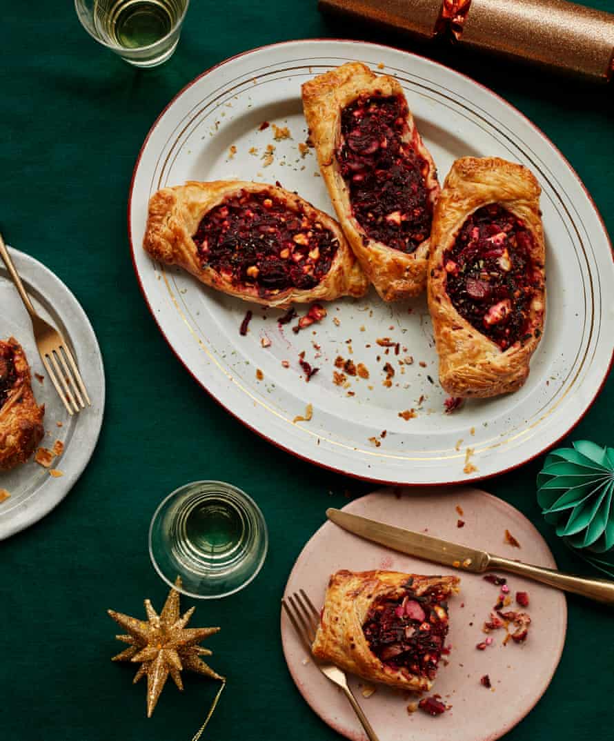 Sabrina Ghayour's beetroot, feta and chestnut puffs