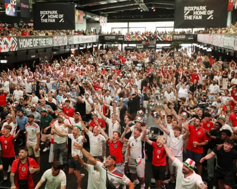 England fans watching the match against DR Congo at Boxpark Wembley.