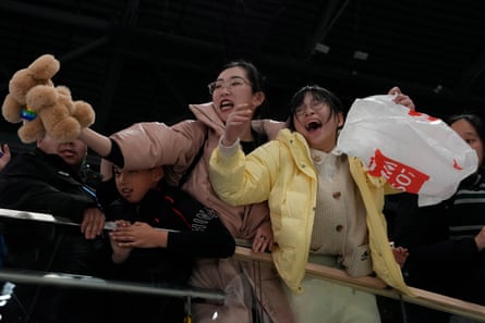 Fans of gold medalist United States Ilia Malinin react to his presence at the Grand Prix Finals on Saturday.