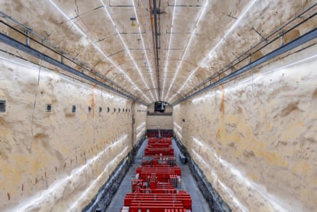 A brightly lit underground tunnel.