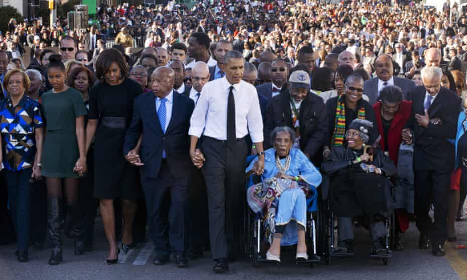On 7 March 2015, Barack Obama joined hands with Amelia Boynton for the 50th anniversary of Bloody Sunday. They were joined by John Lewis and many others.
