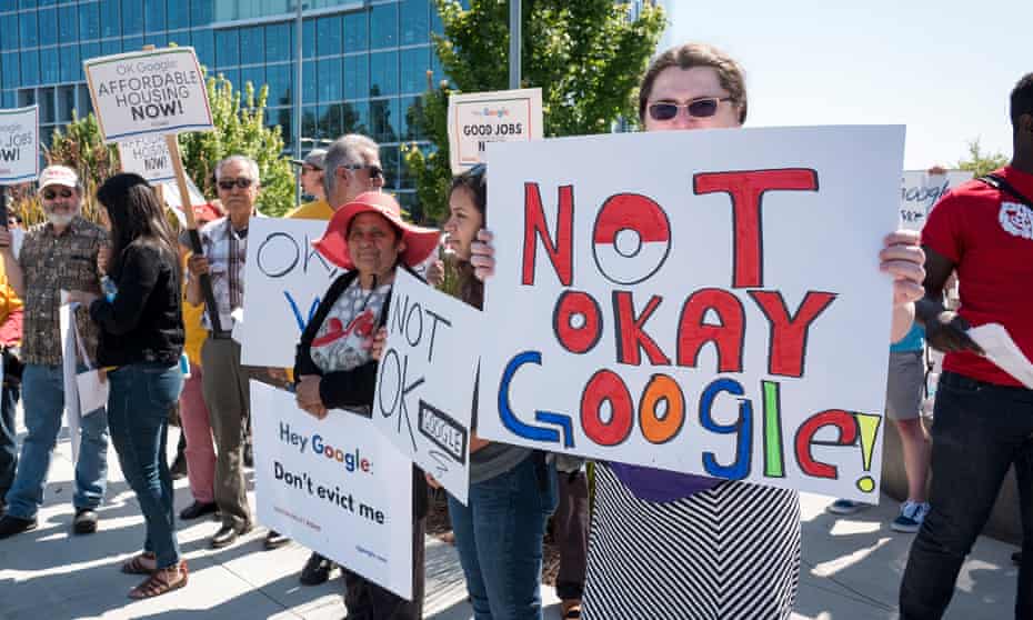 Protesters demonstrate about contractor rights and the Google’s business in China. 