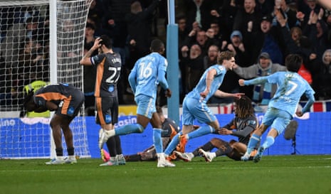 Jack Rudoni of Coventry City celebrates after scoring the team's second goal.