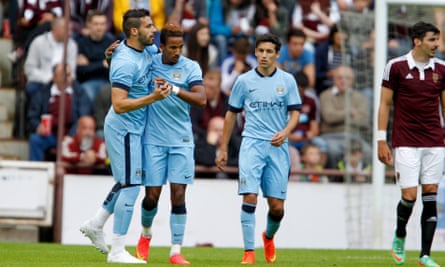 Scott Sinclair and Alvaro Negredo of Manchester City (centre and left, respectively) had mixed fortunes: Negredo had one good half season, but Sinclair’s career never took off at the Etihad.