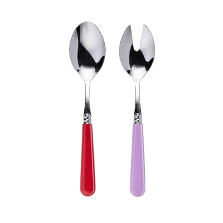 Matilda Goad Salad Server Set, in Red & Pink