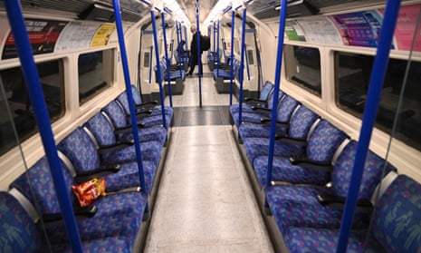 Interior of a London Underground train carriage.