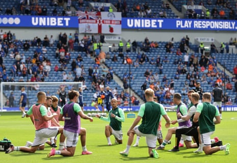 Rangers v Celtic: Scottish Premiership – live updates | Scottish Premiership 5 Celtic players warming up at Ibrox